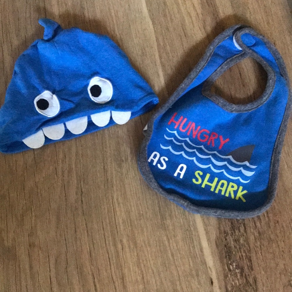 Shark beanie and bib set.